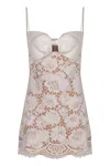 Self-portrait Mini Dress With Lace Bow In Neutral