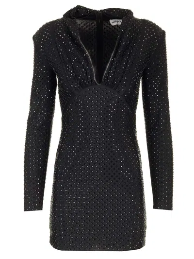 Self-portrait Mini Dress With Rhinestones Dresses Black