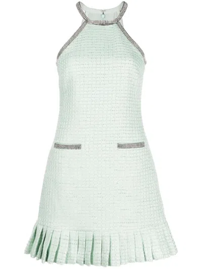 Self-portrait Rhinestone-embellished Minidress In Green | ModeSens