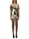 Self-portrait Mini Dress With Sequins In Metallic
