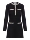 Self-portrait Black Mesh Mini Dress With Sequins In Black