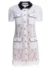 Self-portrait Mini Dress With White Lace Contrast Collar In White