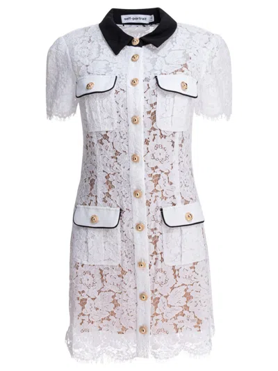 Self-portrait Mini Dress With White Lace Contrast Collar