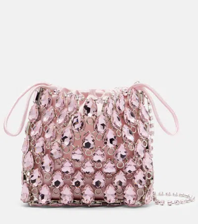 Self-portrait Mini Embellished Chainmail Clutch In Pink