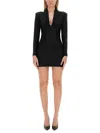 Self-portrait Miniabito In Jersey Nero Con Strass In Black
