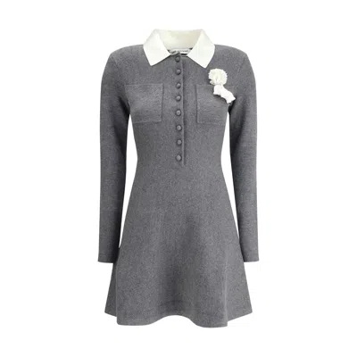 SELF-PORTRAIT MINI KNIT DRESS WITH CROCHET FLORAL WOMEN'S COLLAR