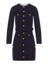 Self-portrait Navy Viscose Knit Mini Dress Clothing In Blue