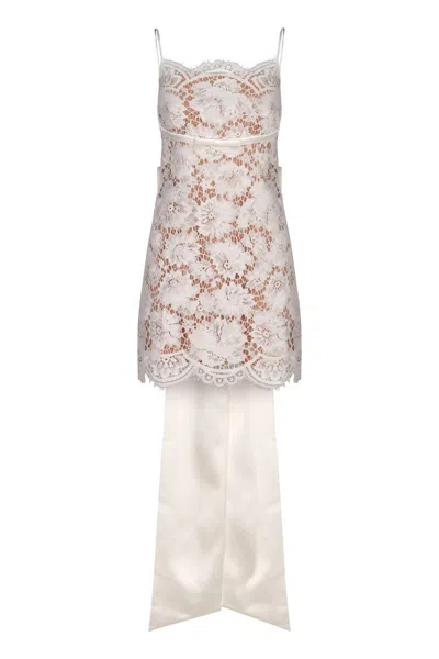 Self-portrait Mini Lace Dress With Bow In Multi