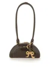 Self-portrait Mini Leather Shoulder Bag With Charm In Brown