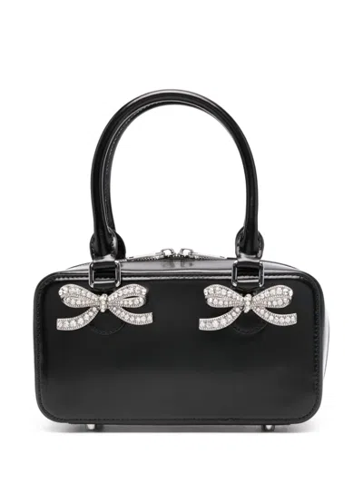 Self-portrait Mini Leather Tote Bag In Black