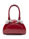 Self-portrait Womens Burgundy Bow-embellished Curved Leather Tote Bag In Red