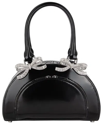 Self-portrait Mini Leather Tote In Black