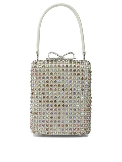 Self-portrait Mini Multi Crystal Hand Bag In Silver