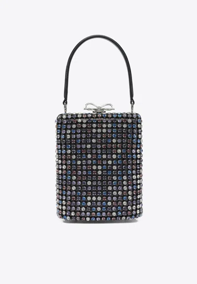 Self-portrait Mini Multi Crystal Handbag In Black