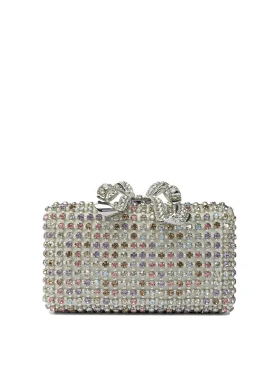 Self-portrait Mini Multi Crystal Shoulder Bag In Silver