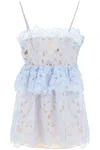 Self-portrait Organza Flared Mini Dress With Cut-out Details