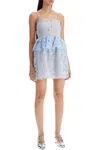 Self-portrait Mini Organza Lace Dress In Blue
