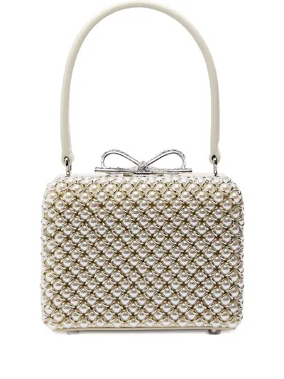 Self-portrait Mini Pearl Embellished Bag In Neutral