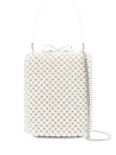 Self-portrait Mini Pearl-embellishment Tote Bag In White