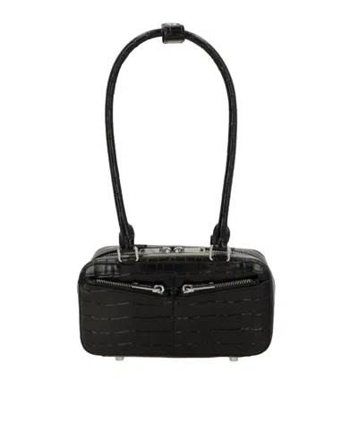 Self-portrait Mini Shoulder Bag With Crocodile-effect Texture In Black