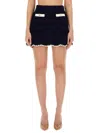 Self-portrait Navy Crochet Contrast Trim Mini Skirt Clothing In Blue
