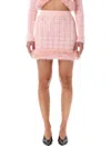 Self-portrait Pink Knit Mini Skirt With Faux Fur Hem In Pink