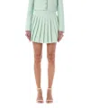 Self-portrait Self Portrait Mint Boucle Pleated Mini Skirt In Green