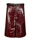 Self-portrait Belted Patent Leather Miniskirt In Red