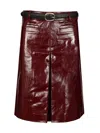 Self-portrait Belted Patent Leather Miniskirt In Red