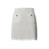 Self-portrait Mini Skirt In Semi-sheer White Knit With Vertical Openwork Stripes In White