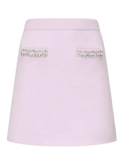 Self-portrait Mini Skirt With Crystal Trim In Purple