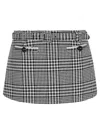 Self-portrait Mini Skirt With Houndstooth Pattern In Gray