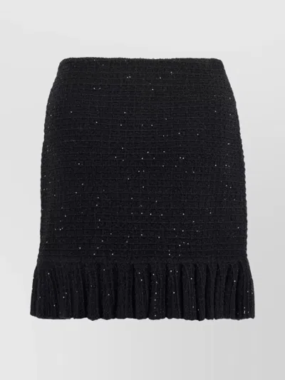SELF-PORTRAIT MINI SKIRT WITH RUFFLED HEM AND SEQUIN EMBELLISHMENTS