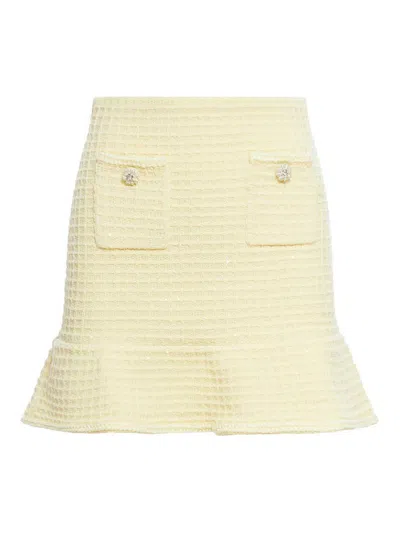 Self-portrait Self Portrait "knitted Mini Skirt With Jewel Buttons In Yellow