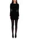 Self-portrait Mini Velvet Dress In Black