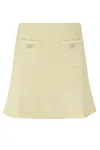 Self-portrait Mini Yellow Skirt With Flounce And Jewel Buttons In Tweed Woman In Yellow