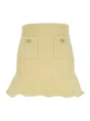 Self-portrait Mini Yellow Skirt With Flounce And Jewel Buttons In Tweed Woman In Yellow