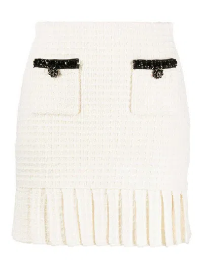 Self-portrait Self Portrait Knitted Mini Skirt With Sequins In Neutral