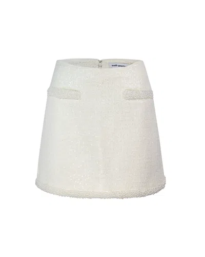 SELF-PORTRAIT CREAM BOUCLE MINISKIRT