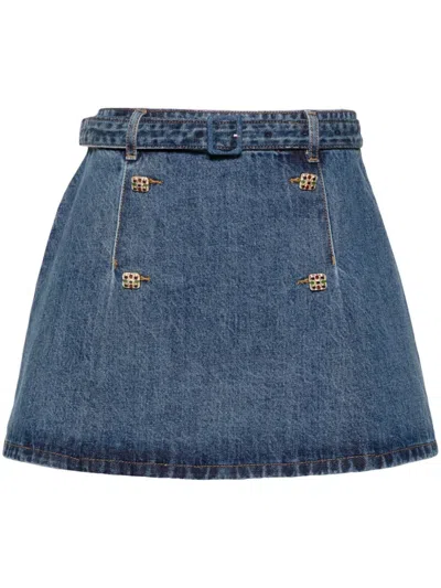 Self-portrait Rock Denim Miniskirt In Blue