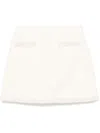 Self-portrait Mini Yellow Skirt With Flounce And Jewel Buttons In Tweed Woman In White