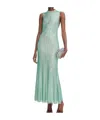 Self-portrait Mint Rhinestone Mesh Midi Dress Pf25101mg Green In Brown