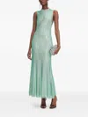 Self-portrait Mint Rhinestone Mesh Midi Dress In Green