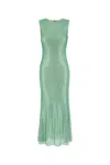 Self-portrait Mint Rhinestone Mesh Midi Dress Pf25101mg Green In Green