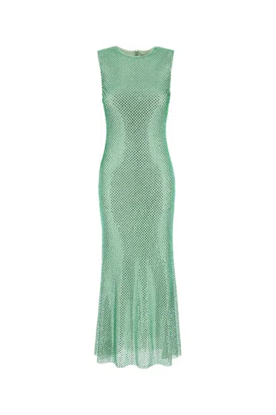 Self-portrait Mint Rhinestone Mesh Midi Dress Pf25101mg Green