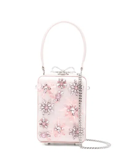 Self-portrait Mirco Floral-embellished Tote Bag In White