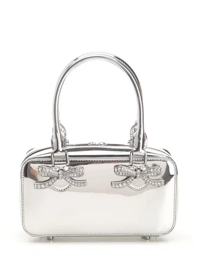 Self-portrait Mirror-effect Leather Handbag Handbags Silver