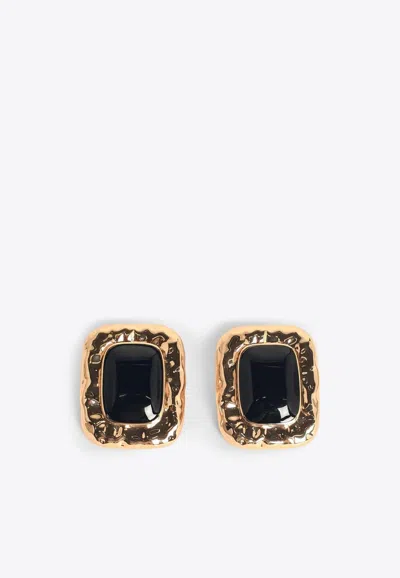 Self-portrait Molded Enamel Earrings In Black