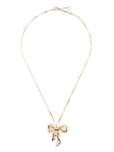 Self-portrait Mottled Bow Pendant Necklace In Gold