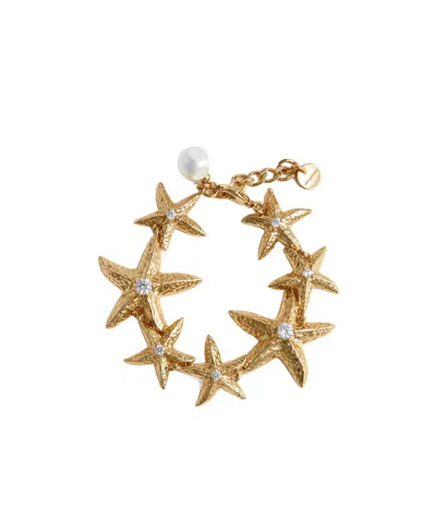 Self-portrait Mottled Gold Sea Star Bracelet In Yellow